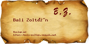 Bali Zoltán névjegykártya